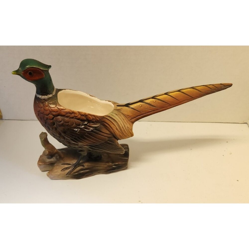 Vintage Lefton JAPAN Bisque Porcelain Ring Necked Pheasant Planter #888R VGC